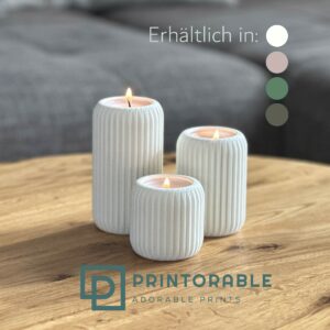 Moderner 3D-gedruckter Teelichthalter Lunes in skandinavischem Wohnstil