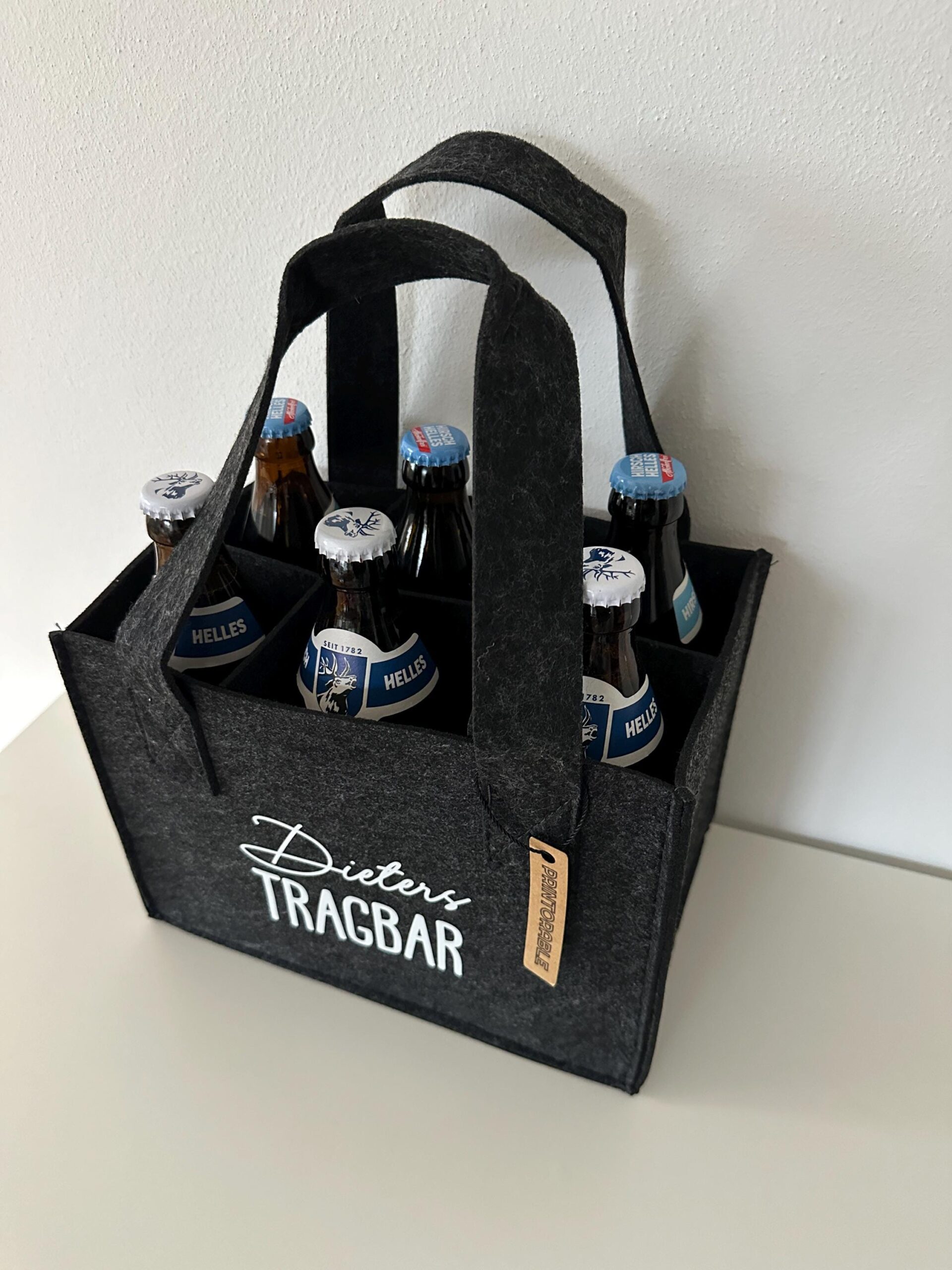 Männerhandtasche/ Sixpack Bier/ personalisierte Tasche/ Filztasche für Bier/ Biertasche/ Filztasche mit Namen/ Bierträger/ Geschenk Mann